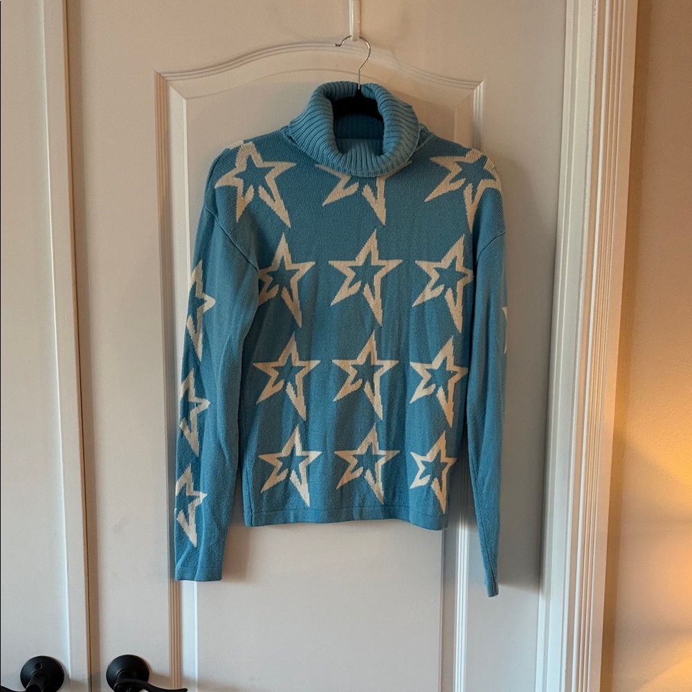 Perfect Moment Sky Blue Turtleneck with White Stars
